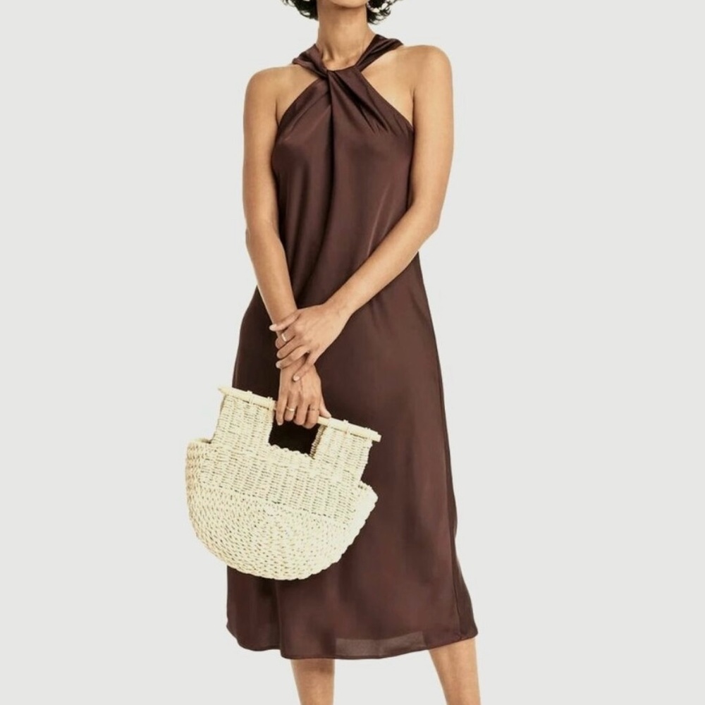 Women's Halter Slip Dress - A New Day (Target 🎯Brand) Satin Midi Brown